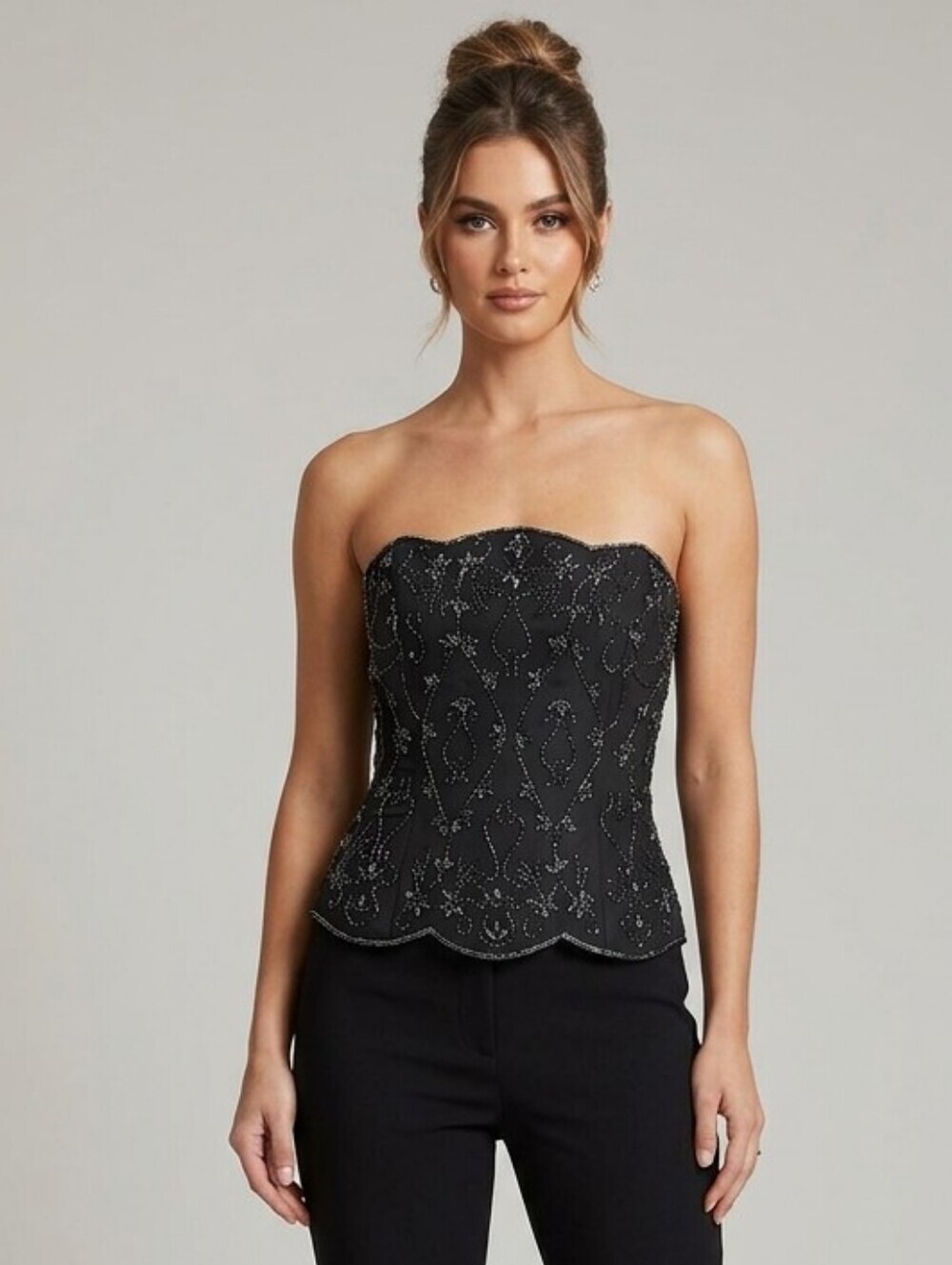 David's Bridal Black Strapless Corset Dress Bodice Size 2
